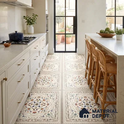Moroccan Look Floor Tile TL 07798 Decora 08 2 ft x 2 ft Vitrified Matte Finish Tile - 12 mm |  Random 2 | Suitable for Corridor, Courtyard, Balcony | Please Expect a Slight Variation of Pattern