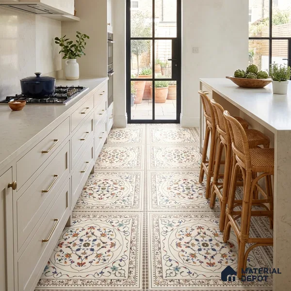Moroccan Look Floor Tile TL 07798 Decora 08 2 ft x 2 ft Vitrified Matte Finish Tile - 12 mm |  Random 2 | Suitable for Corridor, Courtyard, Balcony | Please Expect a Slight Variation of Pattern