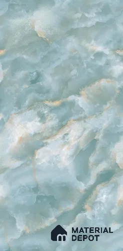Marble Onyx Wall & Floor Tile TL 07817 Ice Blue 4 ft x 2 ft Glossy Finish Vitrified Tile - 9 mm | 4 Random Designs | Suitable For Living Room, Bedroom, Dining