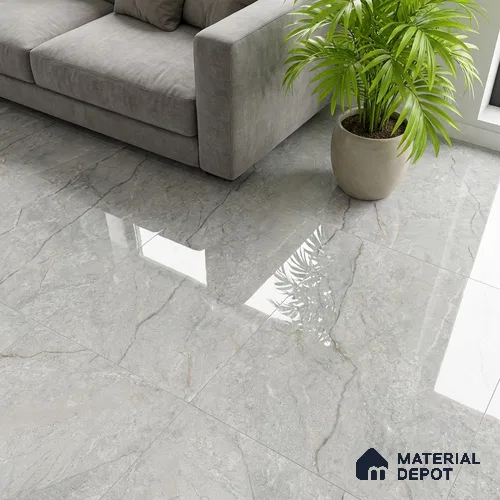 Floor & Wall Tile TL 07840 D Endless Renor Grey 4 ft x 2 ft Vitrified Glossy Finish - 9 mm | Suitable for Kitchen, Bathroom, Living Room & Bedroom | Random 6