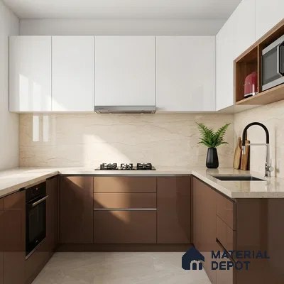 Floor & Wall Tile TL 07843 Infinite Saina Beige 4 ft x 2 ft Vitrified Glossy Finish - 9 mm | Suitable for Kitchen, Bathroom, Living Room & Bedroom | Random 4