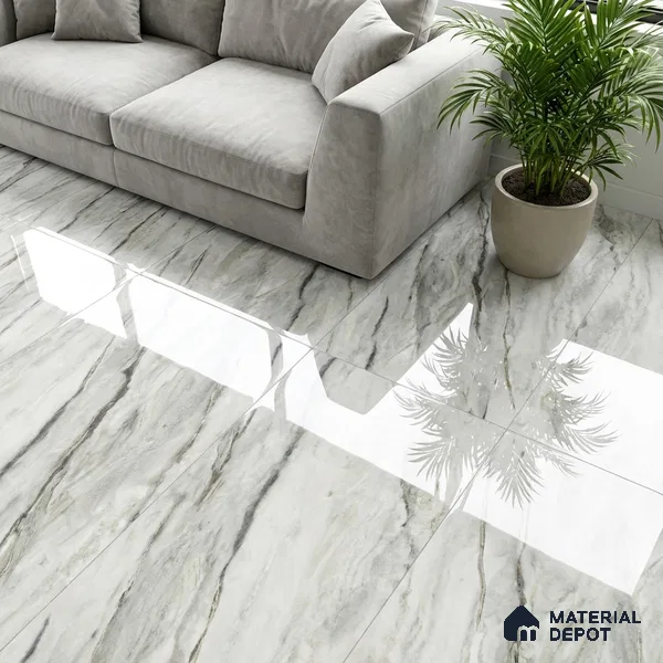 Floor & Wall Tile TL 07848 Endless Oyster Green 4 ft x 2 ft Vitrified Glossy Finish - 9 mm | Suitable for Kitchen, Bathroom, Living Room & Bedroom | Random 6