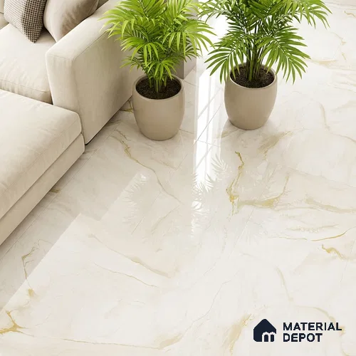 Floor & Wall Tile TL 07850 Spring Gold 4 ft x 2 ft Vitrified Glossy Finish - 9 mm | Suitable for Kitchen, Bathroom, Living Room & Bedroom | Random 7
