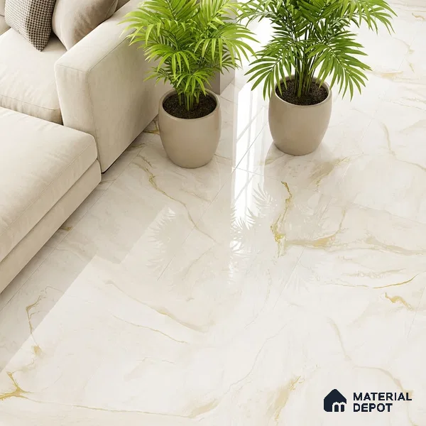 Floor & Wall Tile TL 07850 Spring Gold 4 ft x 2 ft Vitrified Glossy Finish - 9 mm | Suitable for Kitchen, Bathroom, Living Room & Bedroom | Random 7