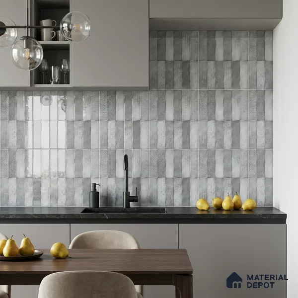 Faux Subway Wall Tile TL 07860 D Path Hue Glue Decor 1 ft x 1 ft Ceramic Glossy Finish - 9.5 mm | Suitable for Kitchen, Bathroom | Please Expect a Slight Variation of Pattern