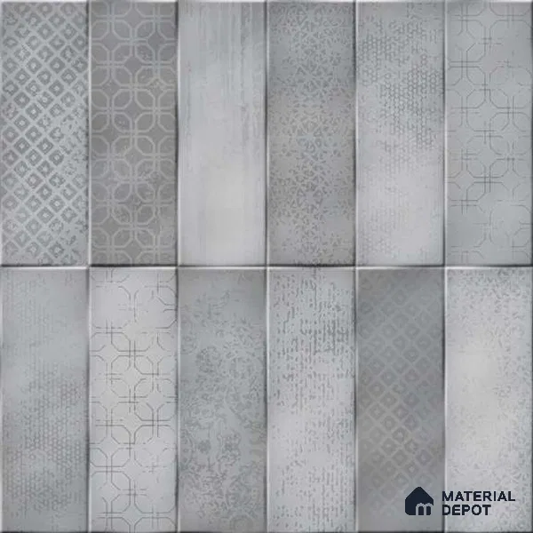 Faux Subway Wall Tile TL 07860 Path Grey Glue Decor 1 ft x 1 ft Ceramic Glossy Finish - 9.5 mm | Suitable for Kitchen, Bathroom | Please Expect a Slight Variation of Pattern