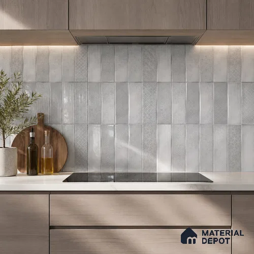 Wall Tile TL 07860 Path Grey Glue Decor 1 ft x 1 ft Ceramic Glossy Finish - 9.5 mm | Suitable for Kitchen, Bathroom & Balcony Walls | Please Expect a Slight Variation of Pattern