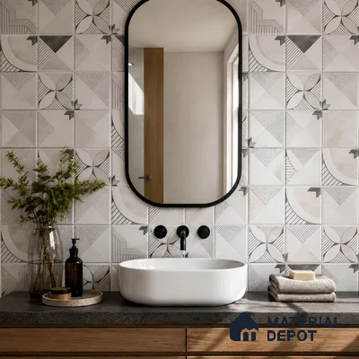 Wall Tile TL 07861 D Haven Glue Decor-13 1 ft x 1 ft Ceramic Glossy Finish - 9.5 mm | Suitable for Kitchen, Bathroom & Balcony Walls | Please Expect a Slight Variation of Pattern
