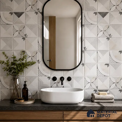 Wall Tile TL 07861 D Haven Glue Decor-13 1 ft x 1 ft Ceramic Glossy Finish - 9.5 mm | Suitable for Kitchen, Bathroom & Balcony Walls | Please Expect a Slight Variation of Pattern