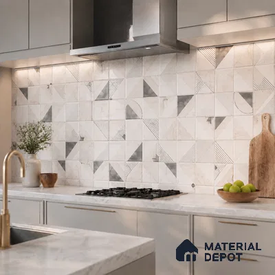 Wall Tile TL 07861 D Haven Glue Decor-13 1 ft x 1 ft Ceramic Glossy Finish - 9.5 mm | Suitable for Kitchen, Bathroom & Balcony Walls | Please Expect a Slight Variation of Pattern