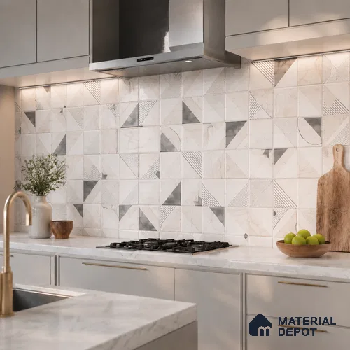 Wall Tile TL 07861 D Haven Glue Decor-13 1 ft x 1 ft Ceramic Glossy Finish - 9.5 mm | Suitable for Kitchen, Bathroom & Balcony Walls | Please Expect a Slight Variation of Pattern