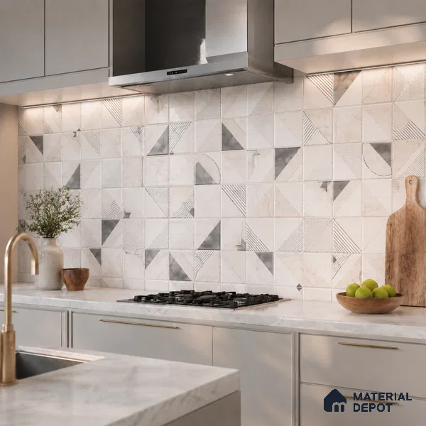 Wall Tile TL 07861 D Haven Glue Decor-13 1 ft x 1 ft Ceramic Glossy Finish - 9.5 mm | Suitable for Kitchen, Bathroom & Balcony Walls | Please Expect a Slight Variation of Pattern