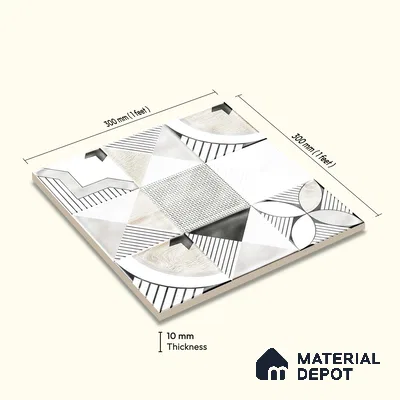 Wall Tile TL 07861 D Haven Glue Decor-13 1 ft x 1 ft Ceramic Glossy Finish - 9.5 mm | Suitable for Kitchen, Bathroom & Balcony Walls | Please Expect a Slight Variation of Pattern