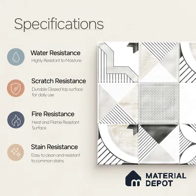 Wall Tile TL 07861 D Haven Glue Decor-13 1 ft x 1 ft Ceramic Glossy Finish - 9.5 mm | Suitable for Kitchen, Bathroom & Balcony Walls | Please Expect a Slight Variation of Pattern