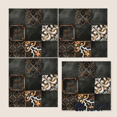 Wall Tile TL 07862 B Horizon Black Decor-2 1 ft x 1 ft Ceramic Glossy Finish - 9.5 mm | Suitable for Kitchen, Bathroom & Balcony Walls | Please Expect a Slight Variation of Pattern