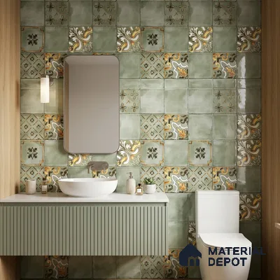 Wall Tile TL 07862 C Horizon Bice Decor-2 1 ft x 1 ft Ceramic Glossy Finish - 9.5 mm | Suitable for Kitchen, Bathroom & Balcony Walls | Please Expect a Slight Variation of Pattern