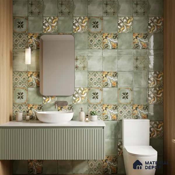 Wall Tile TL 07862 C Horizon Bice Decor-2 1 ft x 1 ft Ceramic Glossy Finish - 9.5 mm | Suitable for Kitchen, Bathroom & Balcony Walls | Please Expect a Slight Variation of Pattern