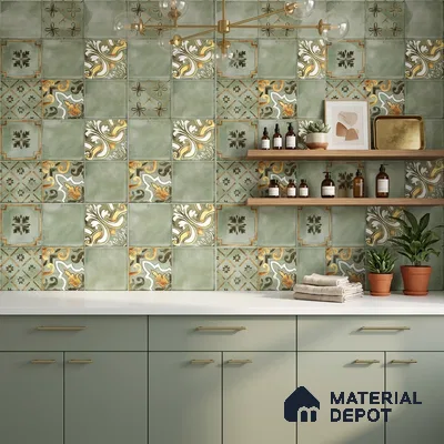 Wall Tile TL 07862 C Horizon Bice Decor-2 1 ft x 1 ft Ceramic Glossy Finish - 9.5 mm | Suitable for Kitchen, Bathroom & Balcony Walls | Please Expect a Slight Variation of Pattern