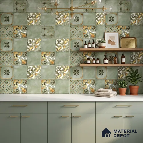 Wall Tile TL 07862 C Horizon Bice Decor-2 1 ft x 1 ft Ceramic Glossy Finish - 9.5 mm | Suitable for Kitchen, Bathroom & Balcony Walls | Please Expect a Slight Variation of Pattern