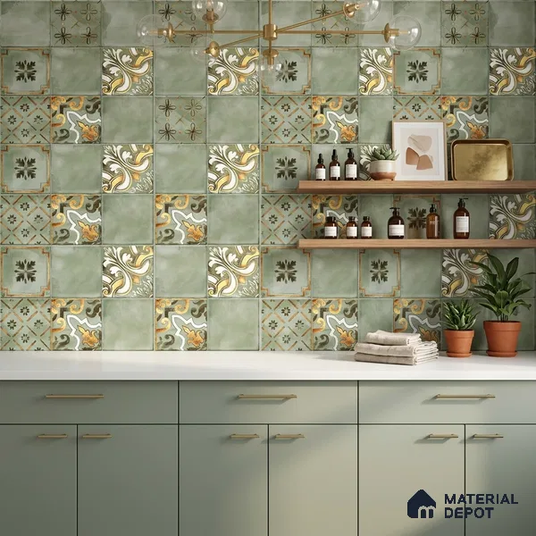 Wall Tile TL 07862 C Horizon Bice Decor-2 1 ft x 1 ft Ceramic Glossy Finish - 9.5 mm | Suitable for Kitchen, Bathroom & Balcony Walls | Please Expect a Slight Variation of Pattern