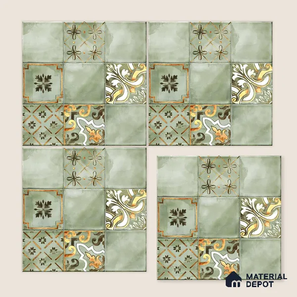 Wall Tile TL 07862 C Horizon Bice Decor-2 1 ft x 1 ft Ceramic Glossy Finish - 9.5 mm | Suitable for Kitchen, Bathroom & Balcony Walls | Please Expect a Slight Variation of Pattern