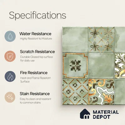 Wall Tile TL 07862 C Horizon Bice Decor-2 1 ft x 1 ft Ceramic Glossy Finish - 9.5 mm | Suitable for Kitchen, Bathroom & Balcony Walls | Please Expect a Slight Variation of Pattern