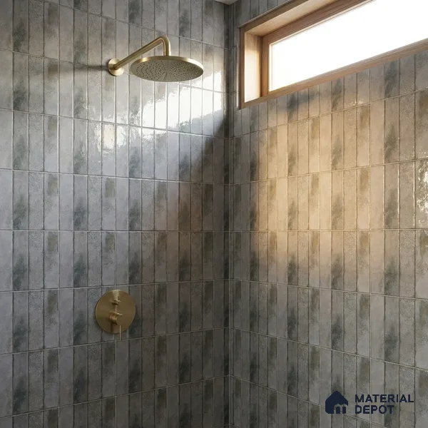 Faux Subway Wall Tile TL 07864 B Origins Grey Decor 1 ft x 1 ft Ceramic Glossy Finish - 9.5 mm | Suitable for Kitchen, Bathroom | Please Expect a Slight Variation of Pattern
