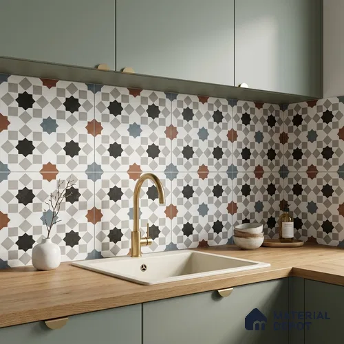 Floor & Wall Tile TL 07881 Sandrift Clay 1 ft x 1 ft Ceramic Matte Finish - 7.5 mm | Suitable for Living Room, Bedroom & Dining | Please Expect a Slight Variation of Pattern