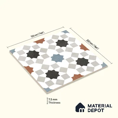Floor & Wall Tile TL 07881 Sandrift Clay 1 ft x 1 ft Ceramic Matte Finish - 7.5 mm | Suitable for Living Room, Bedroom & Dining | Please Expect a Slight Variation of Pattern