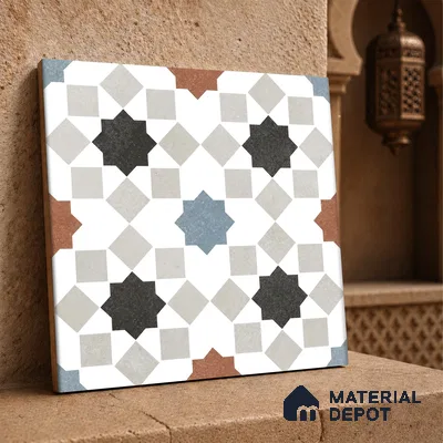 Floor & Wall Tile TL 07881 Sandrift Clay 1 ft x 1 ft Ceramic Matte Finish - 7.5 mm | Suitable for Living Room, Bedroom & Dining | Please Expect a Slight Variation of Pattern