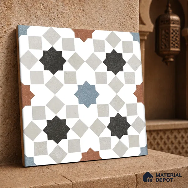 Floor & Wall Tile TL 07881 Sandrift Clay 1 ft x 1 ft Ceramic Matte Finish - 7.5 mm | Suitable for Living Room, Bedroom & Dining | Please Expect a Slight Variation of Pattern