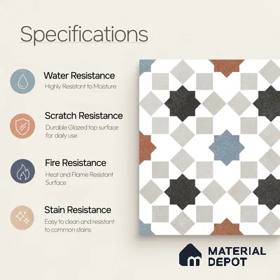 Floor & Wall Tile TL 07881 Sandrift Clay 1 ft x 1 ft Ceramic Matte Finish - 7.5 mm | Suitable for Living Room, Bedroom & Dining | Please Expect a Slight Variation of Pattern