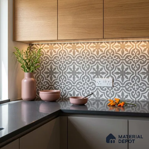 Moroccan Floor & Wall Tile TL 07882 Ember Dune 1 ft x 1 ft Ceramic Matte Finish - 7.5 mm | Suitable for Bathroom, Kitchen, Balcony | Please Expect a Slight Variation of Pattern | Image 03