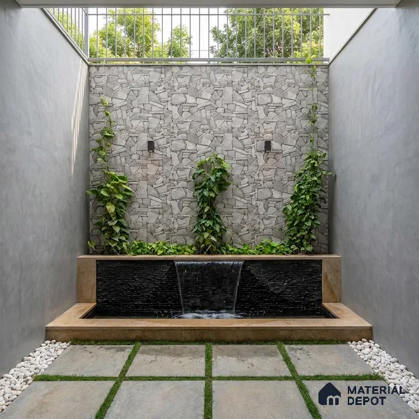 Stacked Stone Wall Tile TL 07888 Navtico Noce 2 ft x 1 ft Ceramic Matte Finish - 9 mm | Suitable for Courtyard, Foyer, Balcony, Elevation
