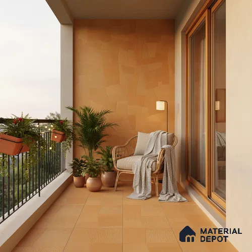 Punch Floor & Wall Tile TL 07895 Levels Melon Yellow Decor - 1 4 ft x 2 ft Matte Finish Vitrified Tile - 9 mm  | Suitable For living Room, Bedroom, Bathroom