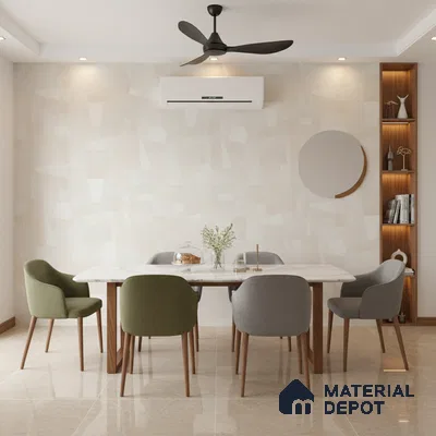 Punch Floor & Wall Tile TL 07899 Levels White Decor - 1 4 ft x 2 ft Matte Finish Vitrified Tile - 9 mm  | Suitable For living Room, Bedroom, Bathroom