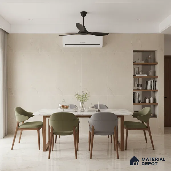 Punch Floor & Wall Tile TL 07900 Bogota Cream 4 ft x 2 ft Matte Finish Endless Vitrified Tile - 9 mm | 4 Random Designs | Suitable For living Room, Bedroom, Bathroom