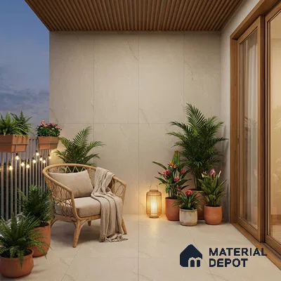 Punch Floor & Wall Tile TL 07900 Bogota Cream 4 ft x 2 ft Matte Finish Endless Vitrified Tile - 9 mm  | 4 Random Designs | Suitable For living Room, Bedroom, Bathroom