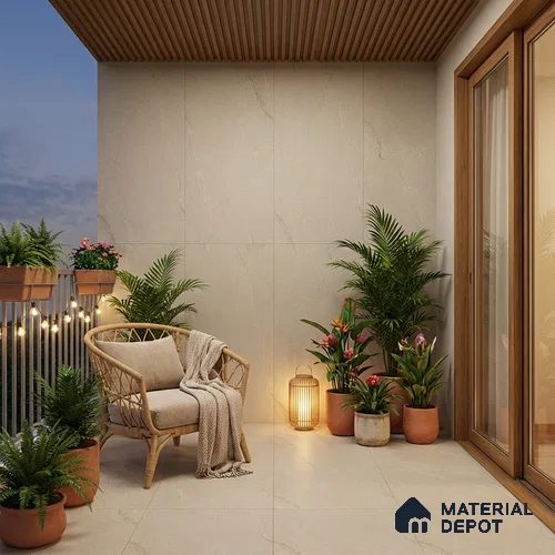 Punch Floor & Wall Tile TL 07900 Bogota Cream 4 ft x 2 ft Matte Finish Endless Vitrified Tile - 9 mm  | 4 Random Designs | Suitable For living Room, Bedroom, Bathroom