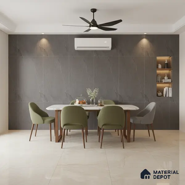 Punch Floor & Wall Tile TL 07900 D Bogota Grey 4 ft x 2 ft Matte Finish Endless Vitrified Tile - 9 mm  | 4 Random Designs | Suitable For living Room, Bedroom, Bathroom