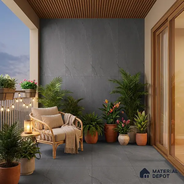 Punch Floor & Wall Tile TL 07900 D Bogota Grey 4 ft x 2 ft Matte Finish Endless Vitrified Tile - 9 mm  | 4 Random Designs | Suitable For living Room, Bedroom, Bathroom