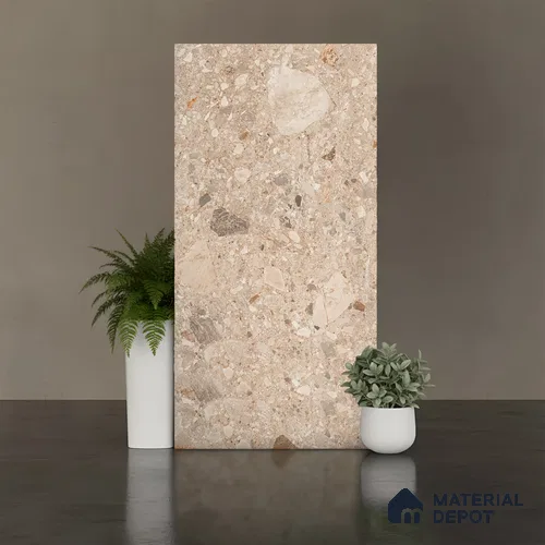 Stone Floor & Wall Tile TL 07901 D Fossil Oken 4 ft x 2 ft Matte Finish Endless Vitrified Tile - 9 mm | Suitable For living Room, Bedroom, Bathroom