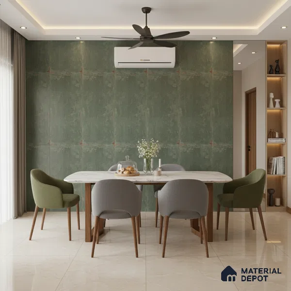 Punch Floor & Wall Tile TL 07902 G Spoleto Green 4 ft x 2 ft Matte Finish Vitrified Tile - 9 mm | 6 Random Designs | Suitable For living Room, Bedroom, Bathroom