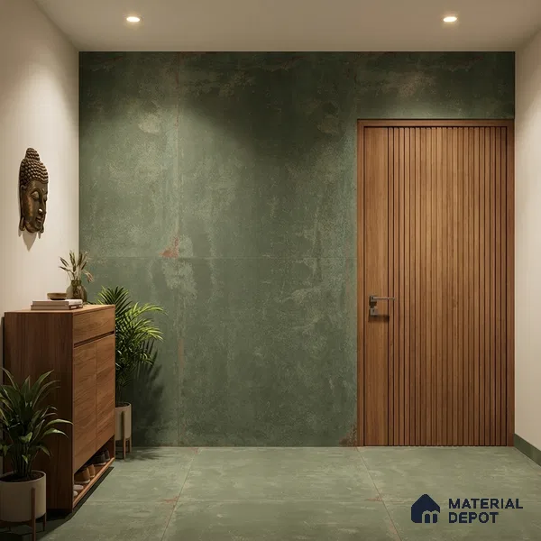 Punch Floor & Wall Tile TL 07902 G Spoleto Green 4 ft x 2 ft Matte Finish Vitrified Tile - 9 mm | 6 Random Designs | Suitable For living Room, Bedroom, Bathroom