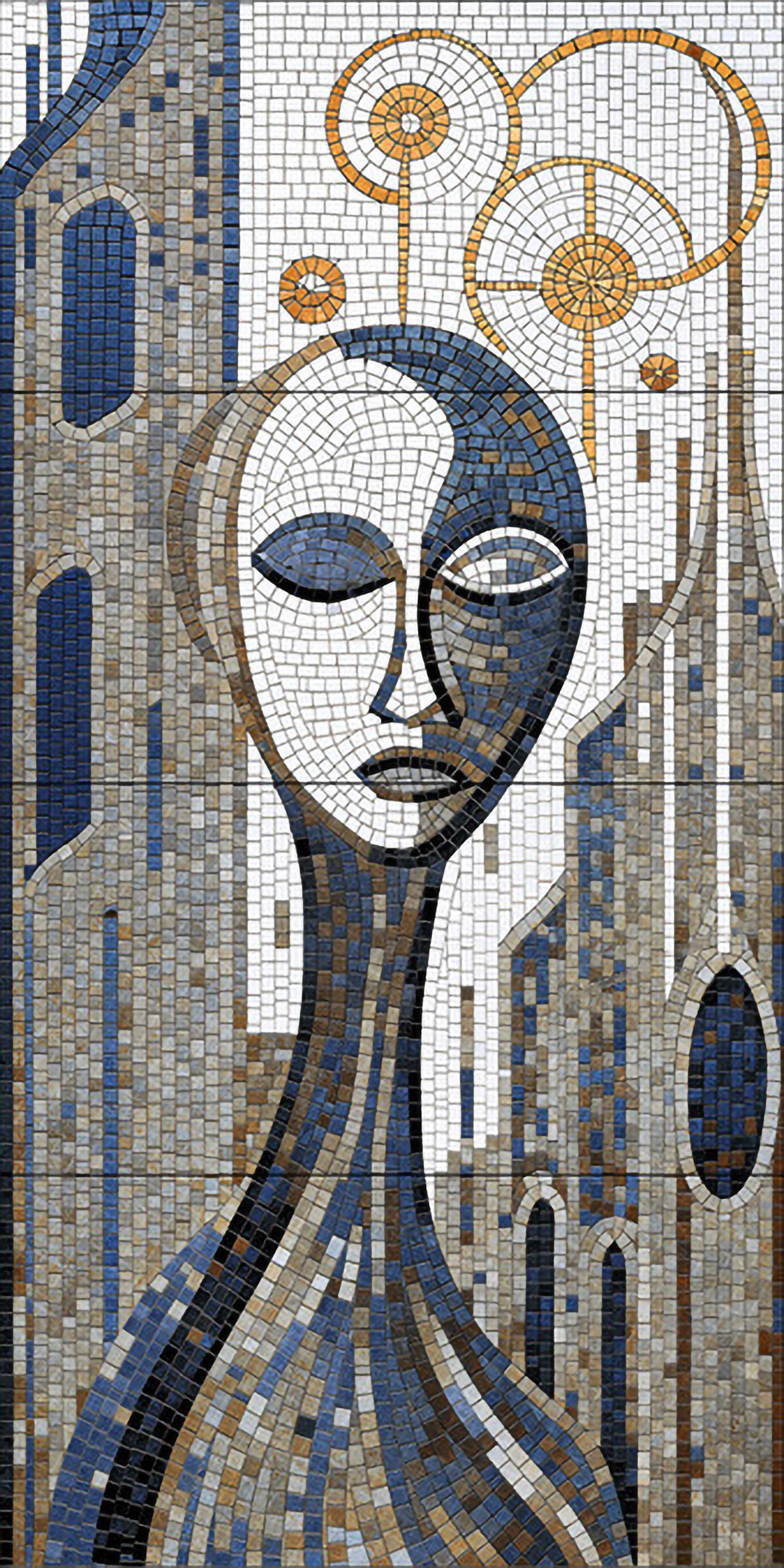 Faux Mosaic Mural Poster Wall Tile TL 07906 Urban Serenity 4 ft x 2 ft Vitrified Glossy Punch Finish - 9 mm | Suitable For Living Room, Bedroom & Office