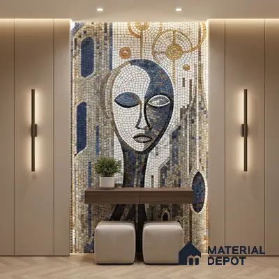 Faux Mosaic Mural Poster Wall Tile TL 07906 Urban Serenity 4 ft x 2 ft Vitrified Glossy Punch Finish - 9 mm | Suitable For Living Room, Bedroom & Office