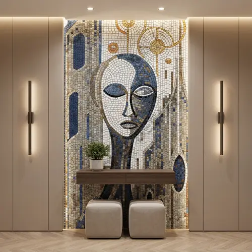 Faux Mosaic Mural Poster Wall Tile TL 07906 Urban Serenity 4 ft x 2 ft Vitrified Glossy Punch Finish - 9 mm | Suitable For Living Room, Bedroom & Office