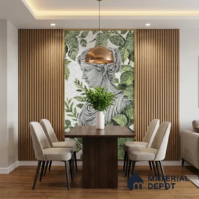 Faux Mosaic Mural Poster Wall Tile TL 07907 Sculpted Muse 4 ft x 2 ft Vitrified Glossy Punch Finish - 9 mm | Suitable For Living Room, Bedroom & Office