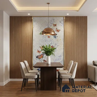 Faux Mosaic Mural Poster Wall Tile TL 07908 Butterfly 4 ft x 2 ft Vitrified Glossy Punch Finish - 9 mm | Suitable For Living Room, Bedroom & Office