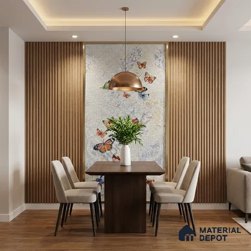 Faux Mosaic Mural Poster Wall Tile TL 07908 Butterfly 4 ft x 2 ft Vitrified Glossy Punch Finish - 9 mm | Suitable For Living Room, Bedroom & Office